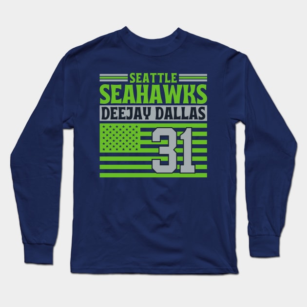Seattle Seahawks Dallas 31 American Flag Football Long Sleeve T-Shirt by Astronaut.co